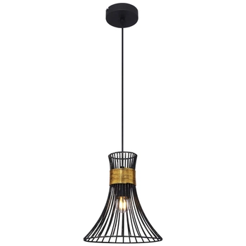Wisząca LAMPA rustykalna PURRA 54814H Globo metalowa OPRAWA zwis druciany klatka czarna złota