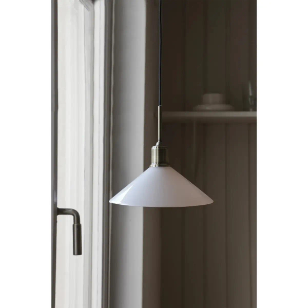 Trójkątna lampa wisząca VELA biała mosiądz 108867 1xE27 metalowa retro