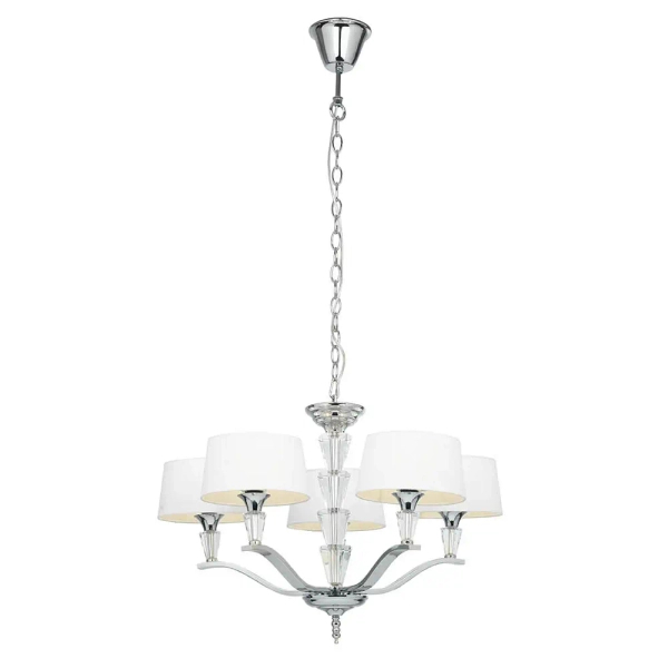 Lampa wisząca z abażurkami Fiennes FIENNES-5NI na łańcuchu chrom biały