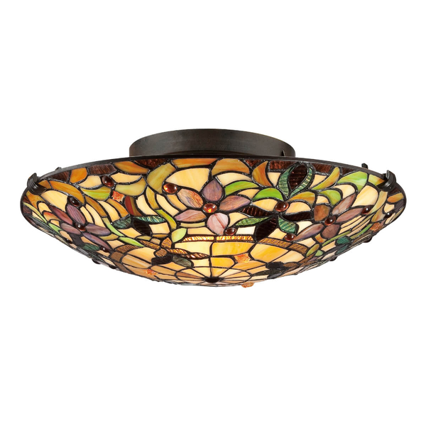 Przysufitowa lampa Kami QZ-KAMI-F Quoizel szklana witraż kolorowa