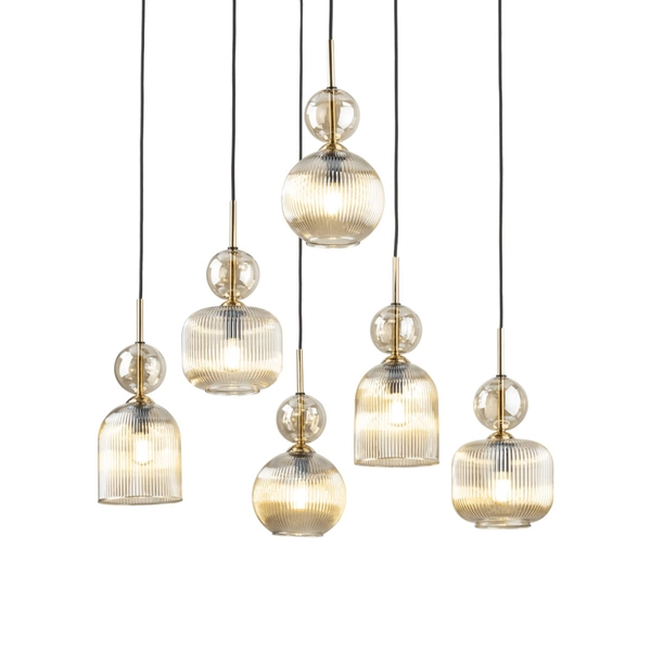 Wiszący żyrandol do przedpokoju Sophia 11044 szklana bursztynowa