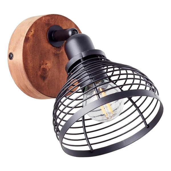 Lampa ścienna druciana Avia 47710/76 drewniana czarna