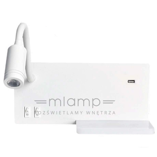 Kinkiet LAMPA ścienna SHELF ML6343 Milagro metalowa OPRAWA półka LED 11W 4000K z portem USB biała