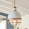 Lampa w stylu retro wisząca QN-TOLLIS-P-NBR biała mosiądz