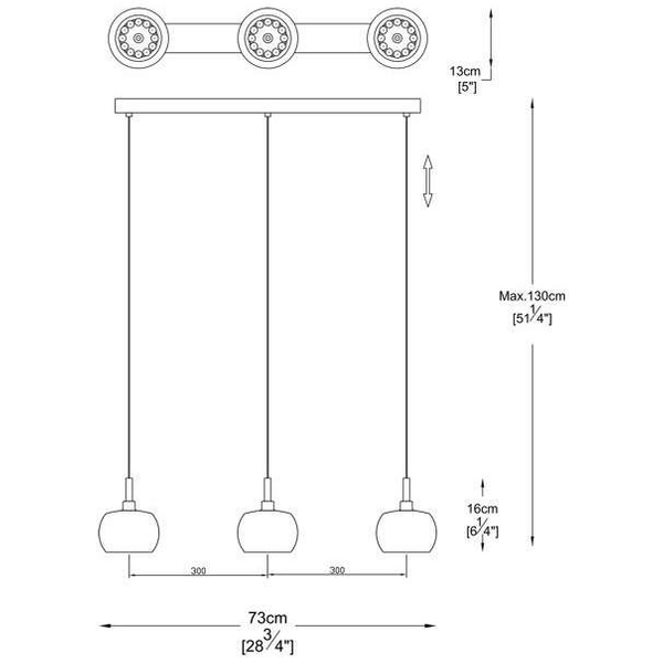 Potrójna lampa wisząca CRYSTAL P0076-03N-B5FZ kryształ chrom przezroczysty
