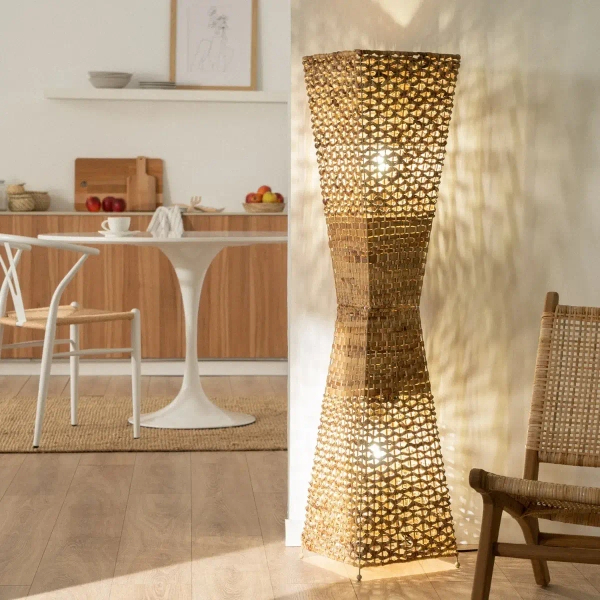 Podłogowa lampa Boho ABR-LP2-BH-E27 Abruzzo włókno naturalne brązowa