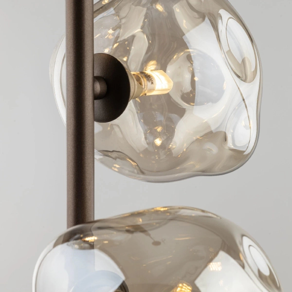 Potrójna wisząca lampa Lava Brown 11036 szklane kule brązowy