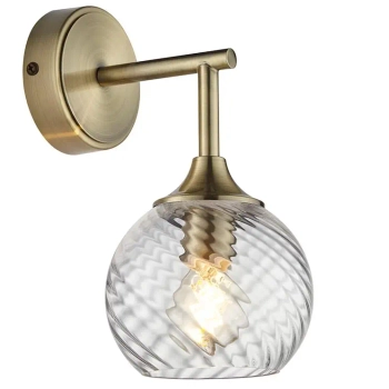 Naścienna szklana lampa Allegra 103173 ryflowana kula mosiądz