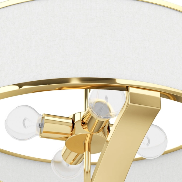 Wisząca lampa z abażurem Gerdo okrągły zwis biało złoty