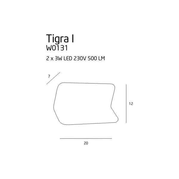 Lampa ścienna TIGRA W0131 oprawa metalowa LED 6W 3000K prostokątny biały