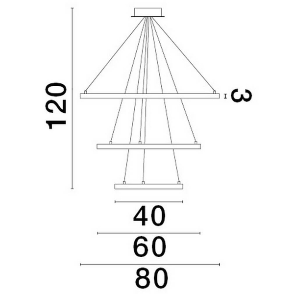 Potrójna lampa zwisowa Irun LE43301 LED 108W 3000K ringi czarna biała