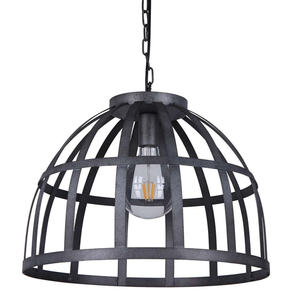 Wisząca LAMPA retro CALERA PND-4114-40-1 Italux industrialna OPRAWA metalowa klatka ZWIS na łańcuchu srebrny