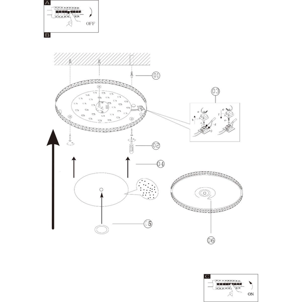 Lampa przysufitowa Denni 49336-24R LED 24W 4000K crystal szklana srebrna