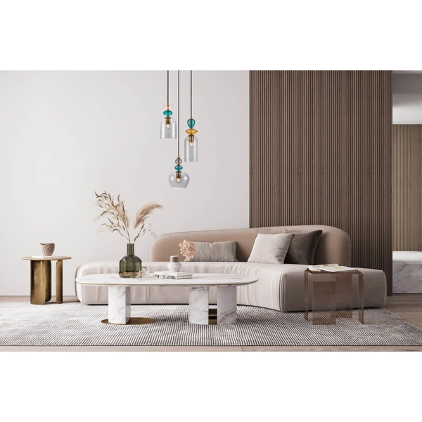 Zwieszana lampa szkło Busco PND-30263-3A-BRO-SG przydymiony złoty kolorowy