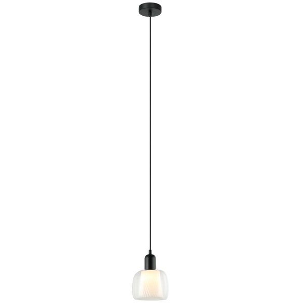 Wisząca LAMPA skandynawska LAMEZIA PND-67594-1-BK+CL Italux loftowy ZWIS szklany do kuchni czarny