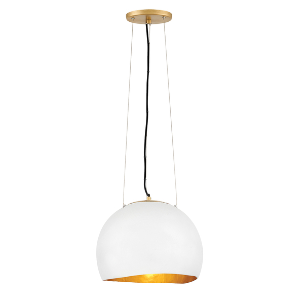Lampa wisząca do salonu QN-NULA-1P misa złota biała