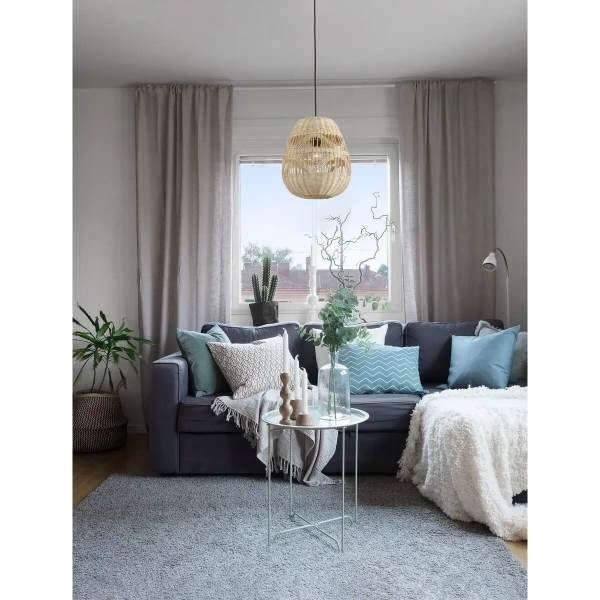 Pleciona lampa wisząca REYNOSA LE42949 nad łóżko beżowa czarna