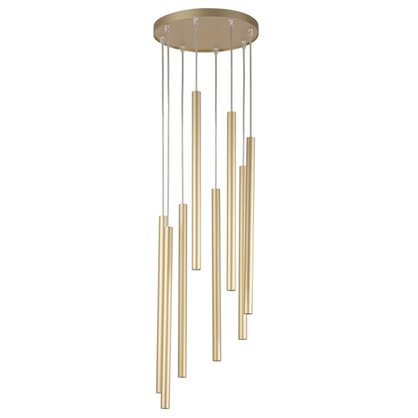 Lampa wisząca salonowa Sopel 33630 Sigma okrągła tuby metalowa złota