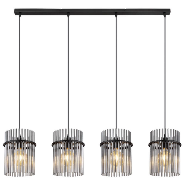 Wisząc lampa nad stół GORLEY 15698-4H szklana loft czarna przydymiona
