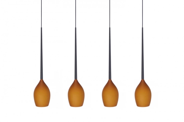 Wisząca lampa 4-punktowa Izza do jadalni bursztynowa