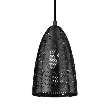 Wisząca lampa sypialniana Bene czarny stożek ażurowy
