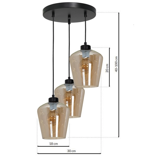 Skandynawska LAMPA wisząca SANTIAGO MLP6613 Milagro loftowa OPRAWA szklany ZWIS kaskada czarna bursztynowa
