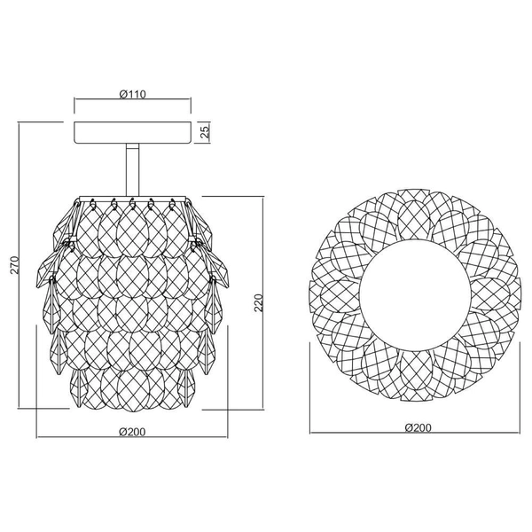 Lampa sufitowa kryształowa PETTY R60451006 RL Light ananas glamour chrom