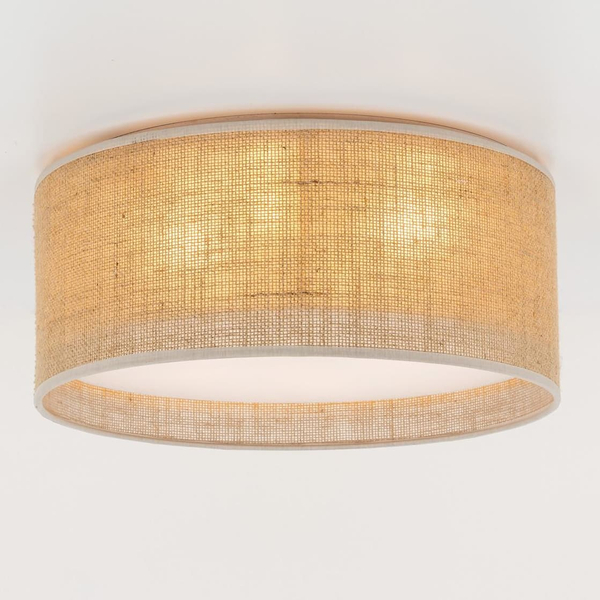 Okrągły plafon jutowy klosz Juta 5798 TK Lighting do salonu brązowy biały