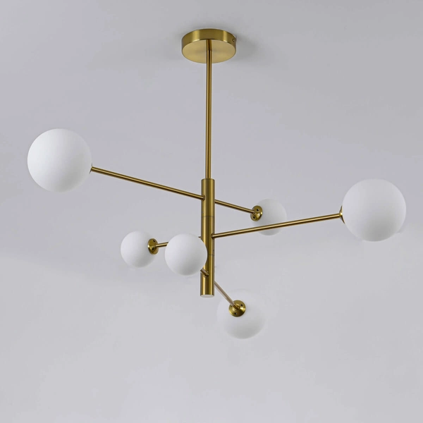 Loftowa LAMPA sufitowa DORADO LP-002/6P Light Prestige metalowa OPRAWA szklane kule plafon molekuły miedziane białe