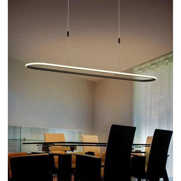 LAMPA wisząca SLIM/000001/3000/B MDECO metalowa OPRAWA owalny ZWIS LED 37W 3000K nad stół czarny