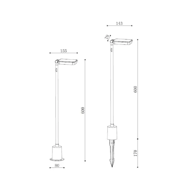 Lampa stojąca zewnętrzna Tramonto ABR-SOT-6W LED 6W 3000K IP65 czarna
