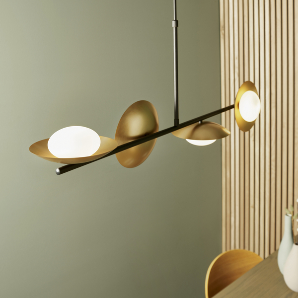 Modernistyczna lampa wisząca L&-192036 Light& na listwie złota brązowa