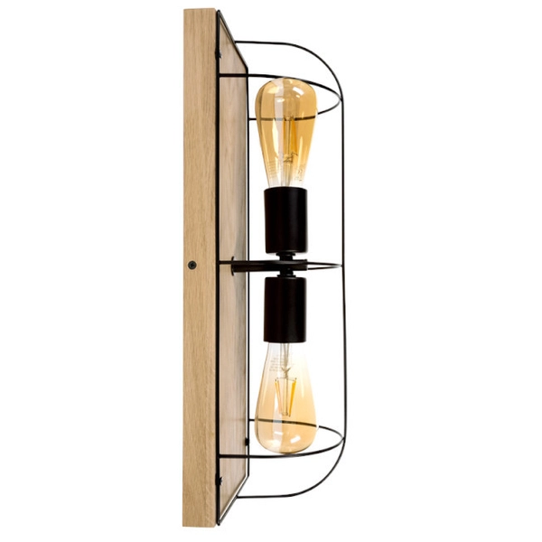 Druciana lampa sufitowa NETUNO 92043274 retro drewno czarna