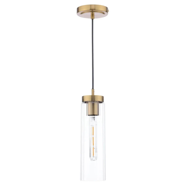 Wisząca lampa vintage Jodelle JOD0163 szklana tuba polerowany brąz