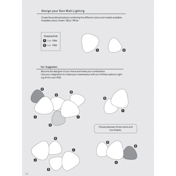 Dekoracyjna lampa ścienna 17023-W kamyk owalna do jadalni biały