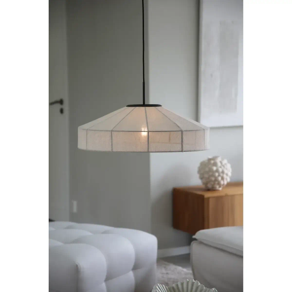 Wisząca lampa do sypialni Alia 108955 lniana abażurowa czarny beżowy