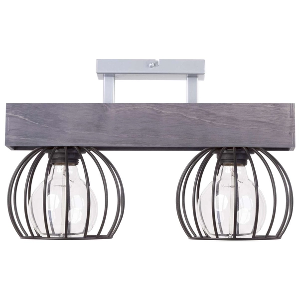 Plafon LAMPA sufitowa MILAN 31571 Sigma metalowa OPRAWA industrialne klatki druciane drewno brązowe