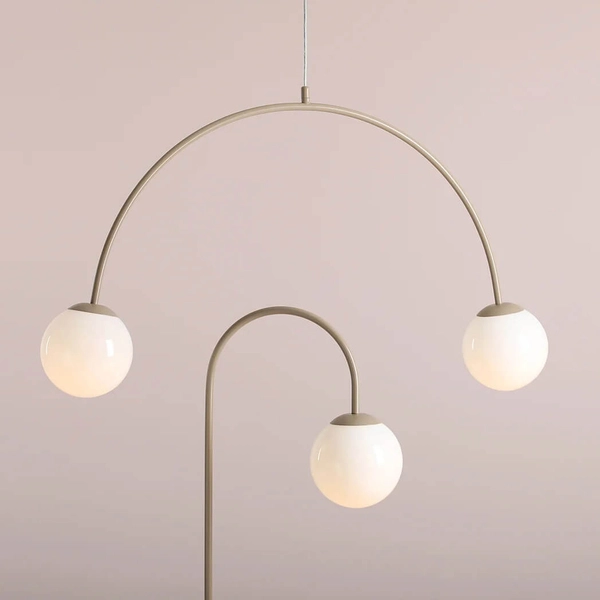 Salonowa lampa zwisowa Una 1116H17 Aldex kulista podwójna beżowa