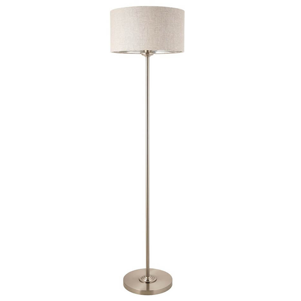 Abażurowa lampa stojąca Highclere 112232 tkaninowa brązowa chrom