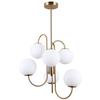 Modernistyczna LAMPA sufitowa GELA PND-5500-6-HBR Italux metalowa OPRAWA kule szklane molekuły balls mosiądz białe