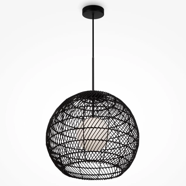 Wisząca lampa kula Cane MOD204PL-01B Maytoni boho ratanowa czarny