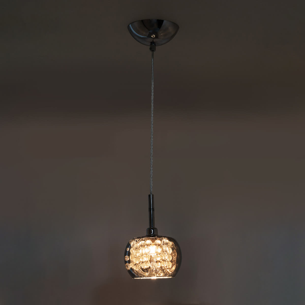 Szklana lampa wisząca z kryształami CRYSTAL P0076-01A-F4FZ glamour chrom