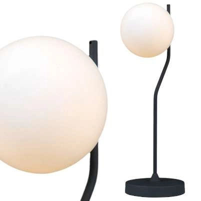 Stojąca LAMPKA biurkowa CARIMI TB-3300-1-BK Italux loftowa LAMPA stołowa szklana kula grafitowa biała