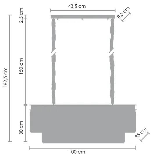 Prostokątna lampa wisząca Sparke Double MP0097B Step kryształki brąz