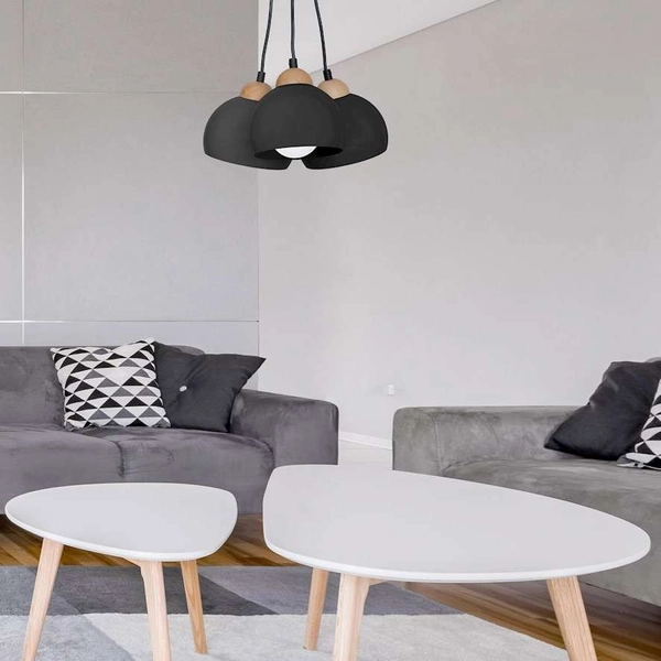 Skandynawska LAMPA wisząca DAMA MLP6580 Milagro kopuły OPRAWA zwis hygge czarny drewno