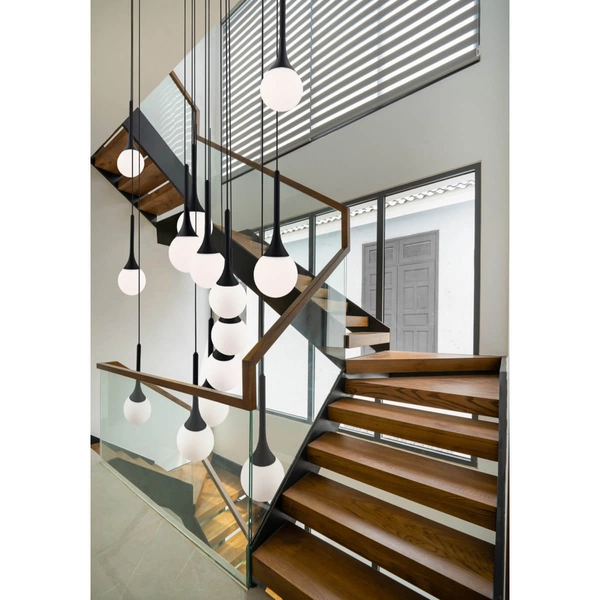 Kaskadowa lampa wisząca Jun 5171 Shilo łezki kule metalowa do salonu czarny