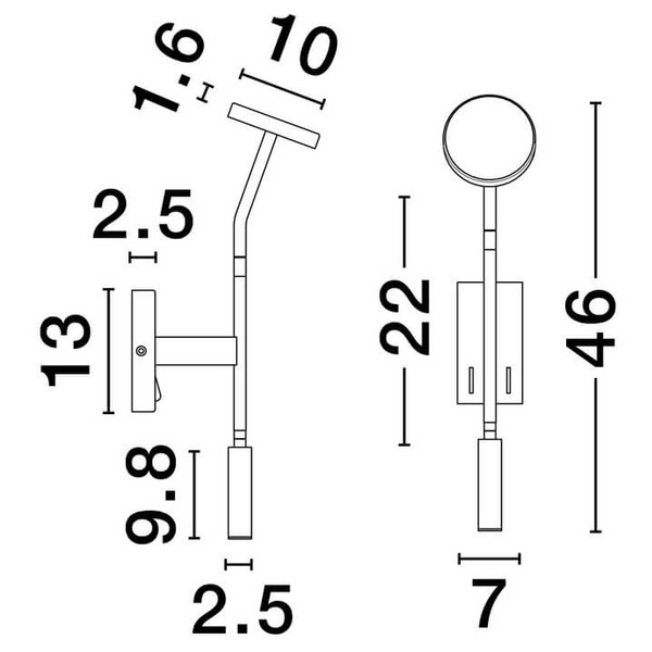 Kinkiet ścienny PASORAPA LE44679 LED 9W 3000K sopel dysk czarny