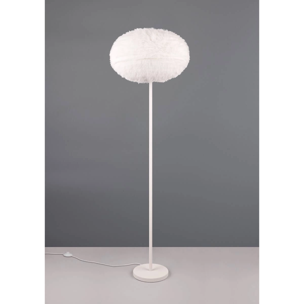 Podłogowa lampa do salonu Furry R41581001 plusz biały