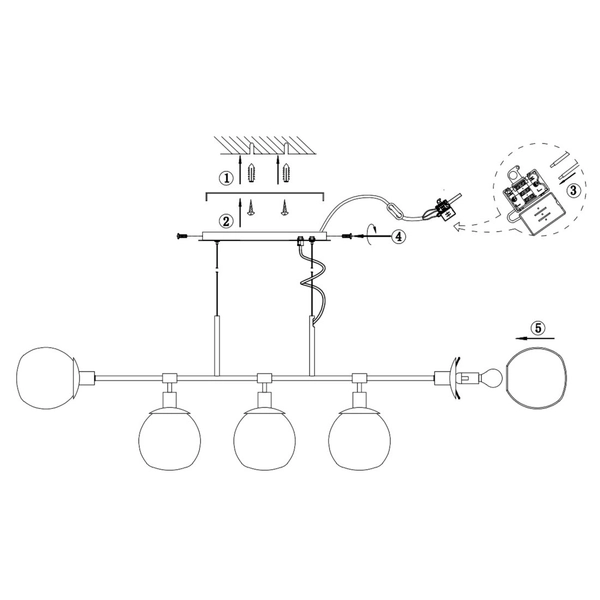 Modernistyczna LAMPA wisząca ERICH MOD221PL-05G Maytoni metalowa OPRAWA szklane kule ZWIS molekuły mosiądz