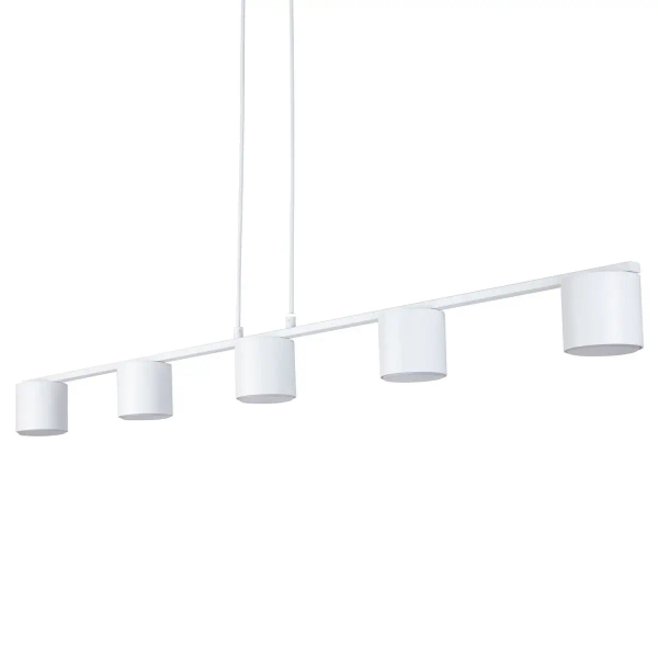 Podłużna zwisająca lampa Mila 5 41351 na belce tuby do salonu biały